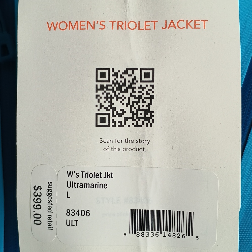 NWT Patagonia Triolet Jacket, Ultramarine Turquoise Wm's LG Gore-Tex - Picture 9 of 9